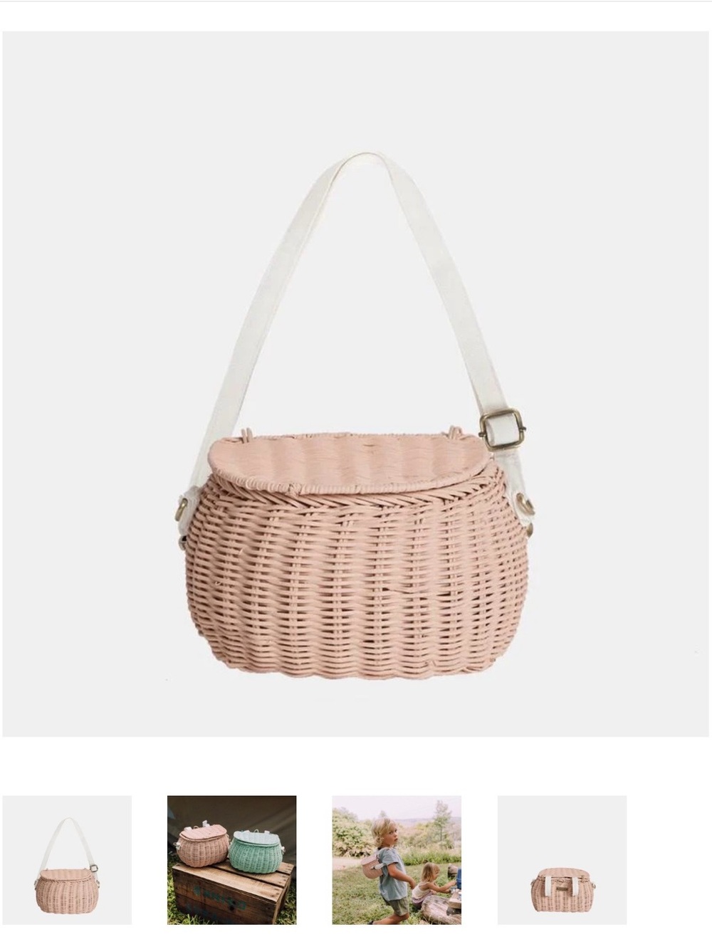 Olli Ella Mini Chari Rattan Bag - Rose